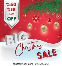 big Christmas sale banner, %50 off