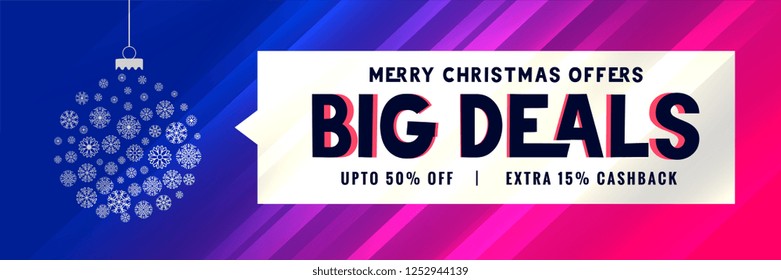 big christmas sale banner with decorative ball design