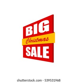 Big christmas sale banner. Red and yellow discount poster. Vector, eps10