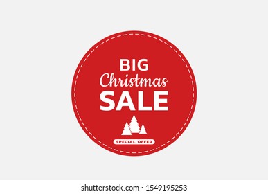 big Christmas sale label. red banner advertising design. holiday sale sticker