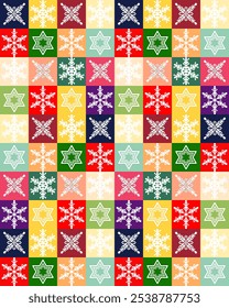 Big Christmas seamless pattern of elements for design patterns with Christmas tree,gifts,garlands star,snow flakes,elements in Memphis boho style vector hand drawing.Design for card ,poster,printing.