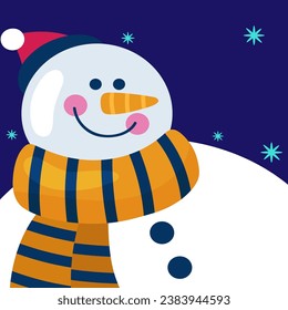 big Christmas snowman in a hat and scarf