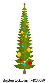 Big Christmas tree. huge spruce. Large fir. New Year Vector Illustration