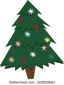 Gran árbol de Navidad no sobre fondo blanco, ilustración festiva para imprimir