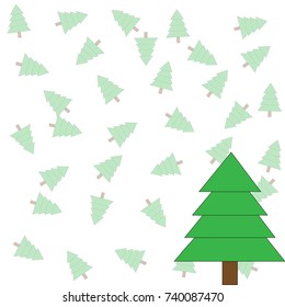 big Christmas tree on a background of small Christmas trees