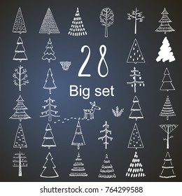 Big Christmas Tree Set Hand Drawn Illustration