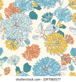 Big Chrysanthemum Seamless Vector Background