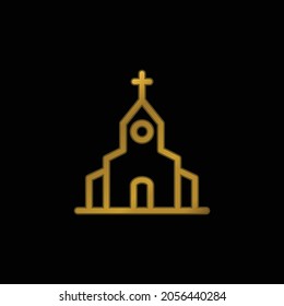 Big Church gold plated metalic icon or logo vector