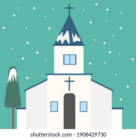 Grande igreja, ilustração, vetor em um fundo branco.