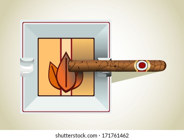 big cigar in ashtray