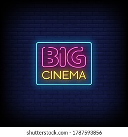 Big Cinema Neon Signs Style Text Vector