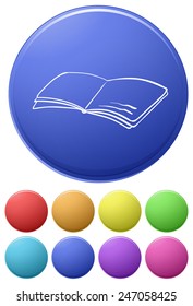 A big circle with an image of a book on a white background