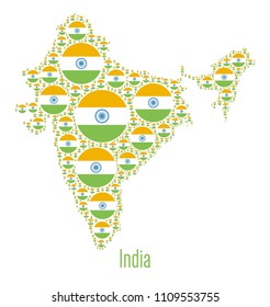 Big Circle India Flag Collage India Stock Vector (Royalty Free ...