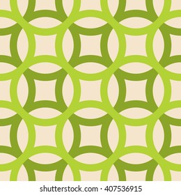 Big circles crossed seamless pattern green 