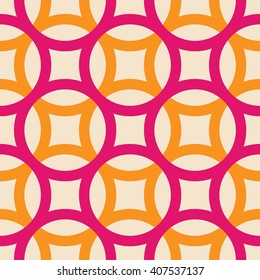 Big circles crossed seamless pattern pink orange