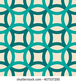 Big circles crossed seamless pattern turquoise