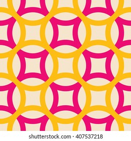 Big circles crossed seamless pattern pink yellow