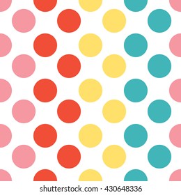 Big circles seamless pattern. Colorful polka dot background.