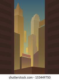 Big city background. Vector illustration.