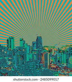 A big city betwen mountains