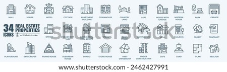 Big city buildings bold icons set. Urban architecture. State institutions, religious and cultural monuments. Educational centres and residential buildings pack isolated on white background.