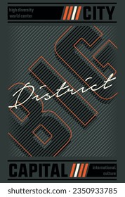 Big city capital district graphic for t-shirt seal and print