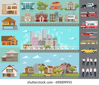 Big city concept. Infrastructure vector set