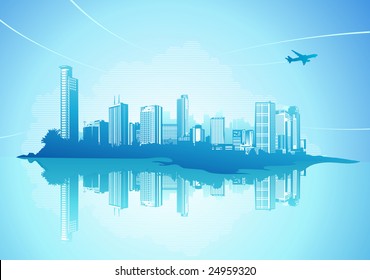   Big City - Grunge styled urban background.  Vector illustration.