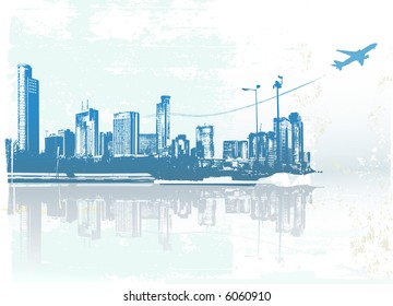 Big City  -  Grunge styled urban background.  Vector illustration.