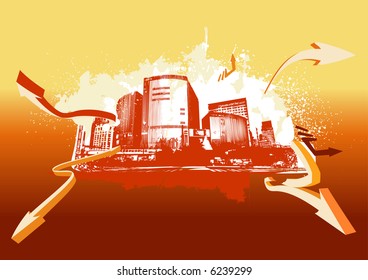 Big City - Grunge styled urban background in graffiti style Vector illustration.