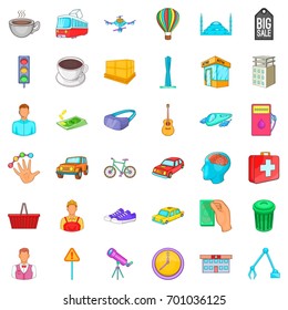 Big city icons set. Cartoon style of 36 big city vector icons for web isolated on white background