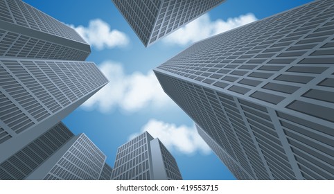Big city landscape with tall buildings. Skyscrapers.