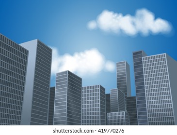 Big city landscape with tall buildings. Skyscrapers.