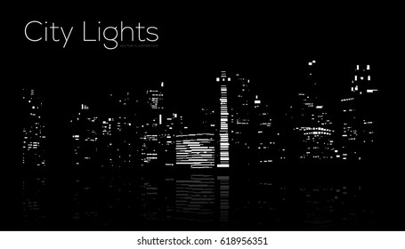 Big City Lights Vector Illustration.