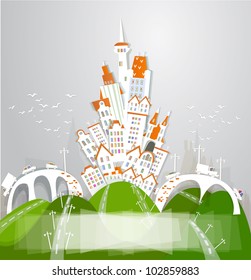 Big city and roads background "White city" collection