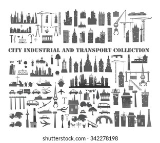 Big City set of design element. Buildings, transport, industrial units etc