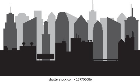 Big city Silhouette illustrated on white