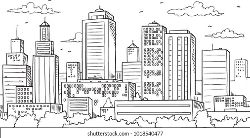 Big City Skyline Drawing