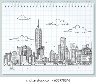 Big City Skyline Drawing