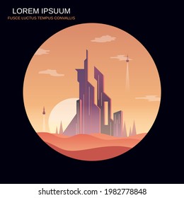 Big city skyline retro futuristic style vector illustration