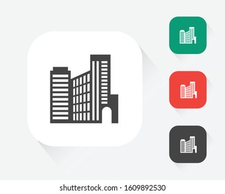 Big city skyline scene. Line outline vector illustration