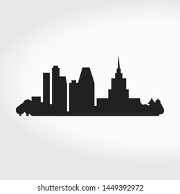 Big City Skyline Silhouette. Business center. Modern and classic skyscrapers. Vector Illustration.