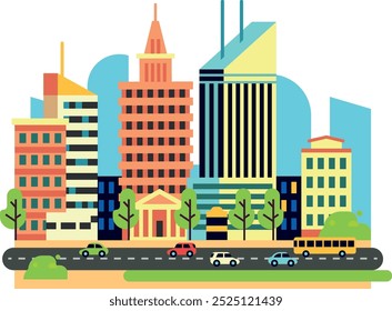 Rua da cidade grande. Paisagem urbana. Ilustração da paisagem urbana