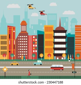 Big City street. Vector