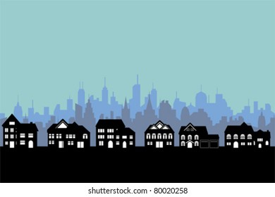 Big city and suburbs