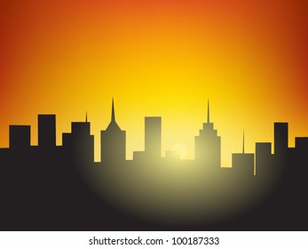 big city at sunrise