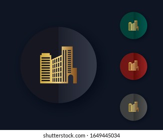 Big city vector icon on gold color