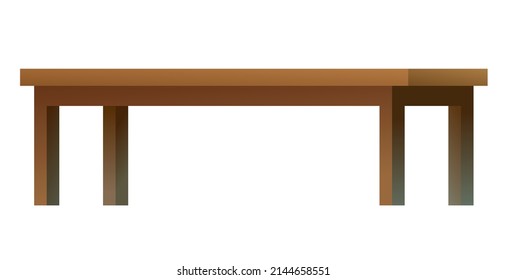 Big classic Table. Modern minimalistic furniture design. For work and in kitchen. Cartoon style. Object isolated on white background. Vector.