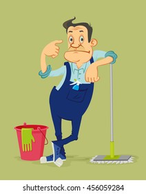 Big cleaner is watching you, vector illustration