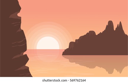 Big cliff on the sea landscape vector art